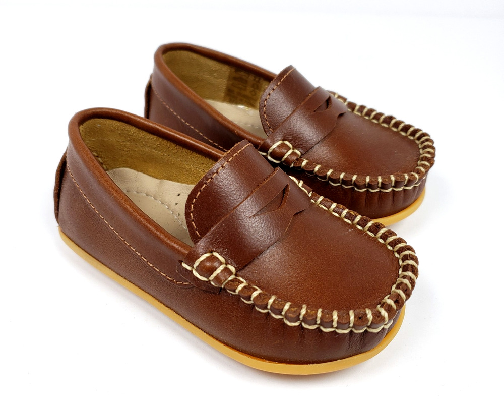 Elephantito Alex Drivers Baby Boys Sz 6 Brown Leather Slip On Casual Loafer Shoe
